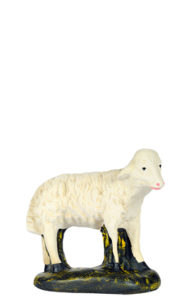 pecorella in gesso dipinto a mano per presepi artigianali arte barsanti lucca